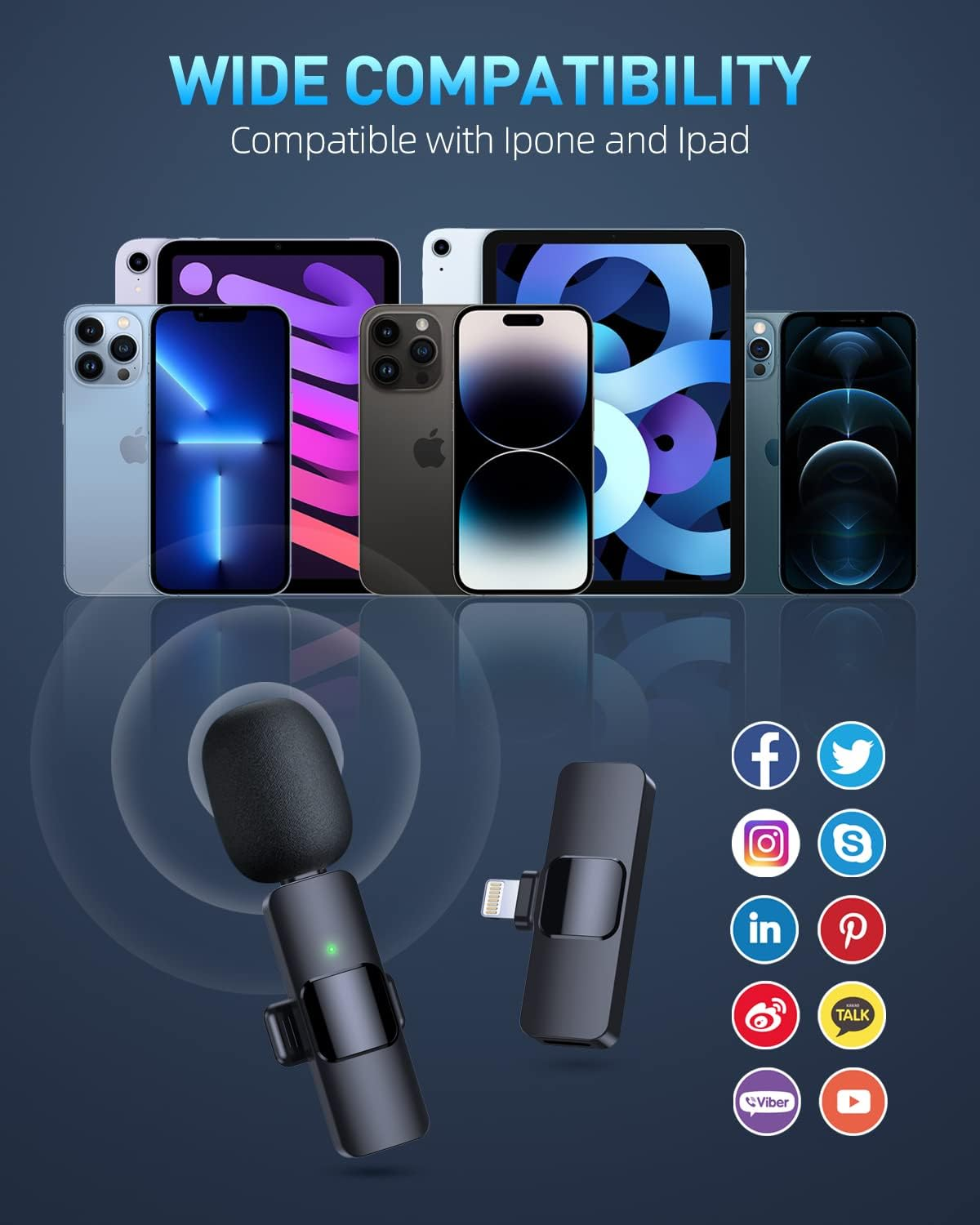 Microfone de Lapela Sem Fio