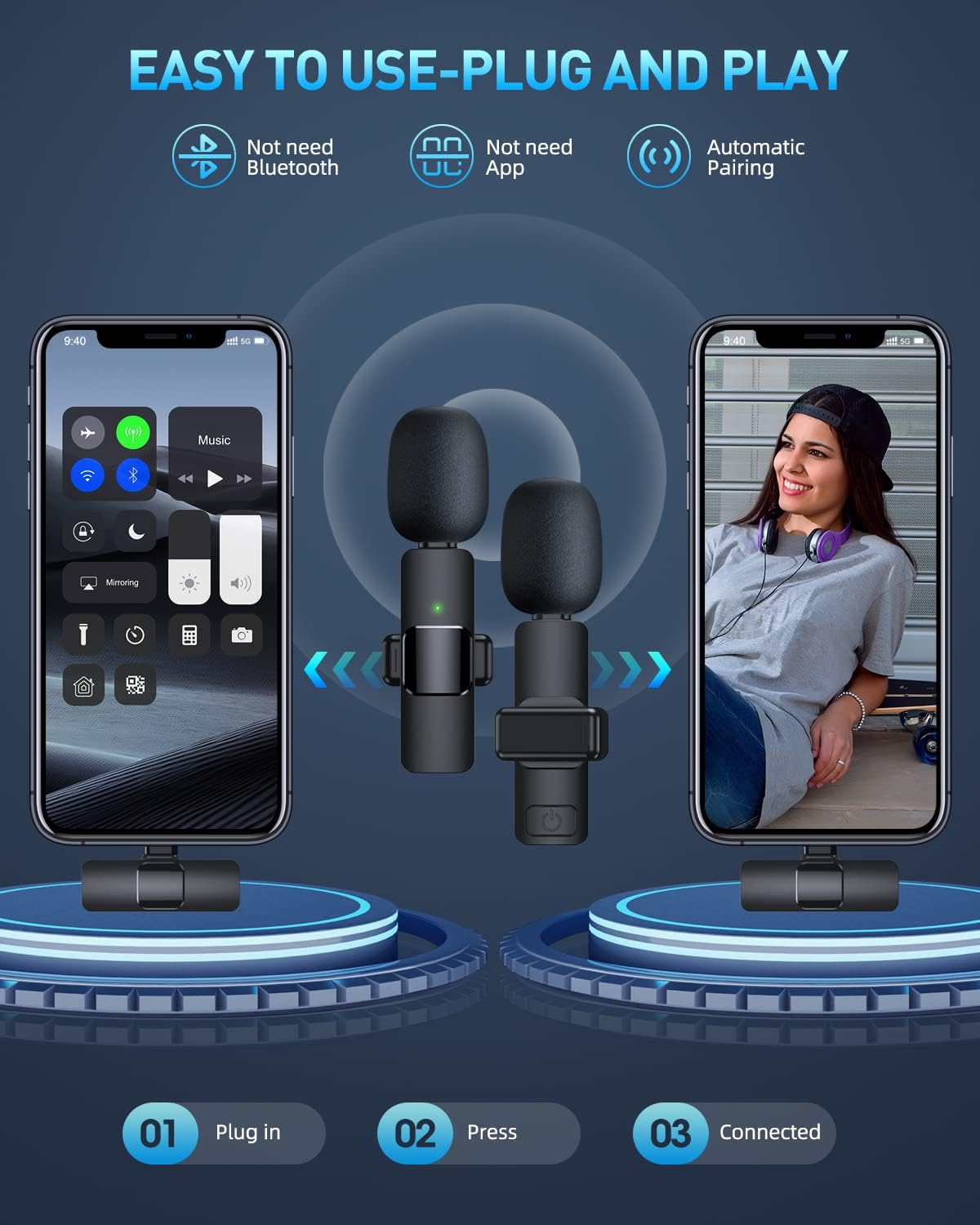 Microfone de Lapela Sem Fio
